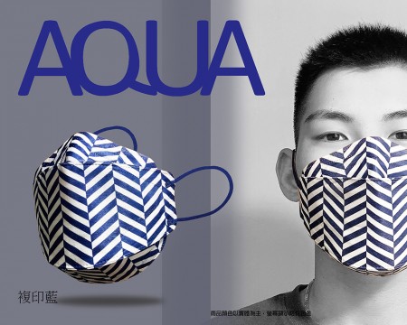 AQUA D2立體印花雙鋼印水口罩十入(複印藍)